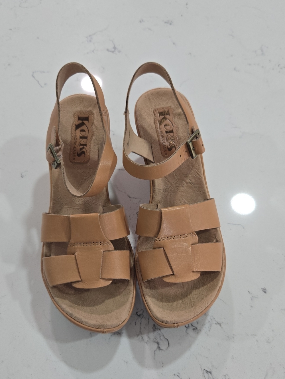 Kork-Ease Women's Tan Slingback Leather Sandals